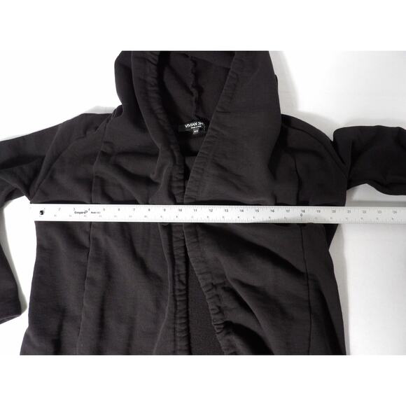 Vivian Shyu Black Cardigan Sweatshirt Medium Cinch Hem Open Tie Minimalist READ - Picture 13 of 16